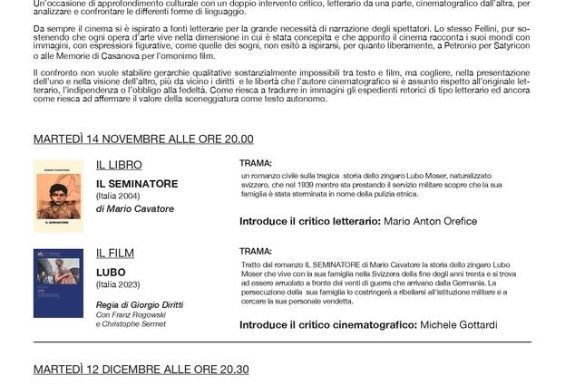 Dal libro al film, incontri di letteratura e cinema