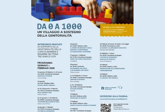 Da 0 a 1000: un villaggio a sostegno della genitorialità” – Programma Gennaio e Febbraio