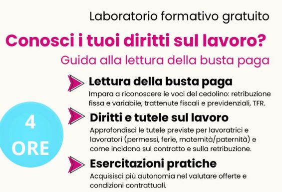 Laboratorio formativo gratuito: Conosci i tuoi diritti sul lavoro?